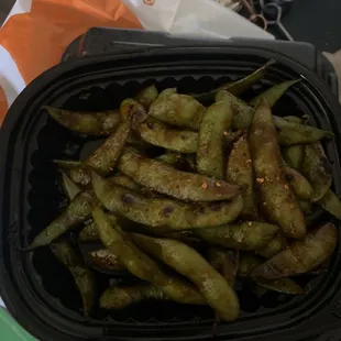 Sweet &amp; spicy edamame