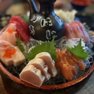 a bowl of sushi
