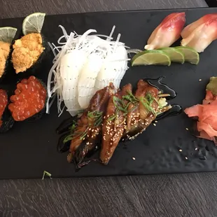 sashimi, sushi, sushi and sashimi, food