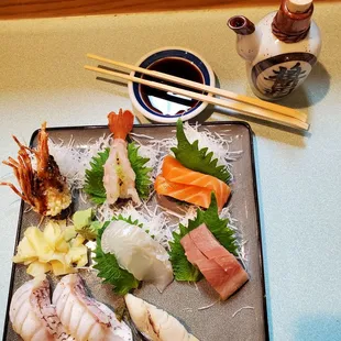 Sweet shrimp, salmon, halibut, yellow tail, red snapper and mackerel all amazing. Another amazing experience ay Yoshi.