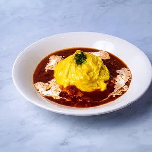 Japanese Omelette Rice with Tomato Sauce