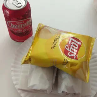 2 plus chips and a beverage