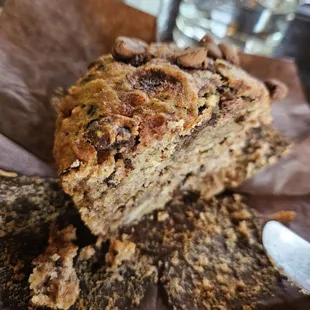 Banana chocolate chip muffin (cut in half)