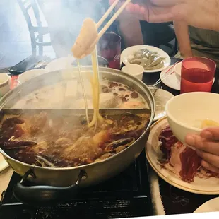 enjoying hotpot