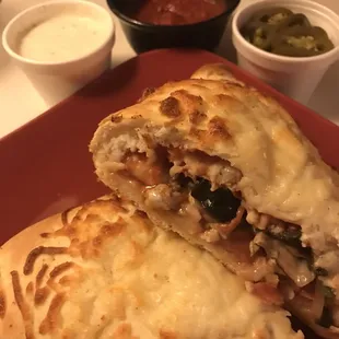 The best picture!!! Combination calzone cut straight down the middle!!!