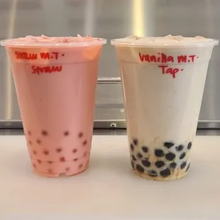 Strawberry Milk Tea 
Vanilla Milk Tea with Tapioca