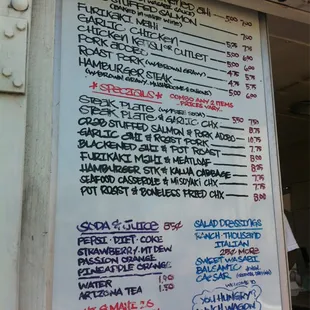 Menu as of July 2013