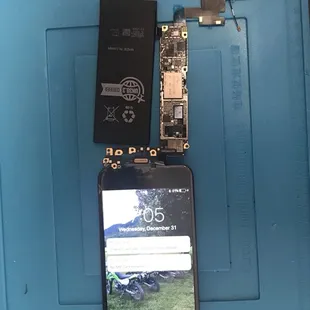 iPhone testing after logic board repair.