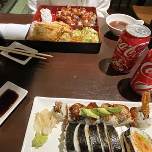 Yam Tempura Roll and Dragon Roll