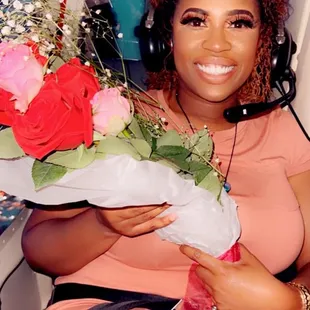 They even had roses waiting for me on the helicopter