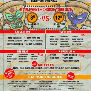 the menu for the book a match