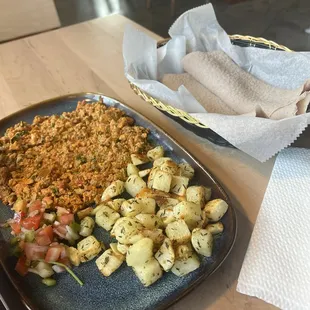 Silsi eggs w injera on the side.