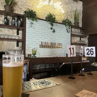 Beer in taproom.