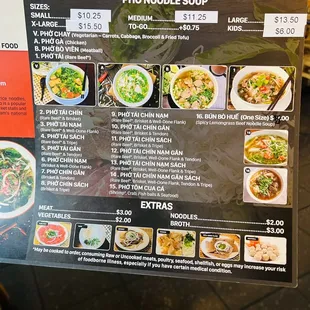 Menu ( 1. Pho Tai