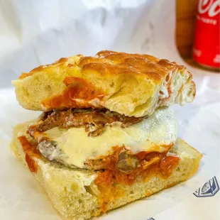 The Boston Beef "Three Way" (thinly sliced *rare* roast beef, white american cheese, bbq sauce, kewpie mayonnaise, fried onions).