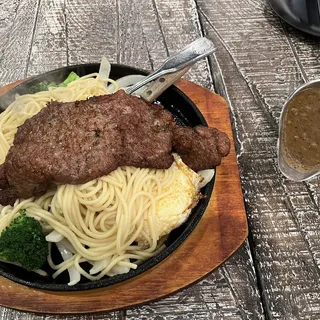 Beef Steak with Egg and Vegetables Platter