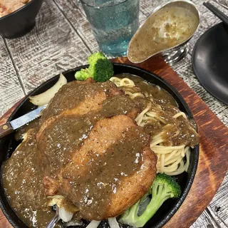 Pork Chop with Egg and Vegetables Platter