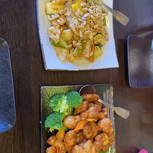 Orange chicken and king pao