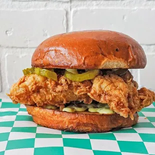 Southern Fried Chicken Sandwich - Hate Free &amp; Served On Sundays 
Brined in pickle juice and double battered fried chicken sandwich. Crisp