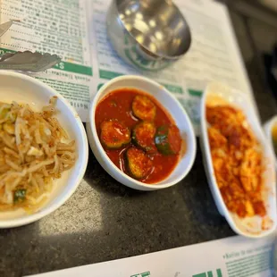 bowls of soup and noodles