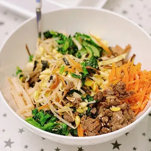 a bowl of food on a table