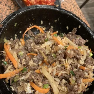 C11. Rice with Bulgogi in Hot Stone Pot & Tofu Combo