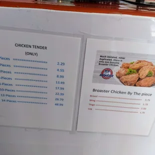 Fried chicken prices