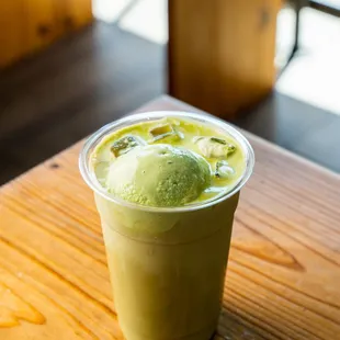 Pandan Matcha Ice Cream Latte