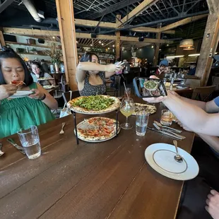 Our order! Korean BBQ, Umami Mama, and Sha-Roni pizzas