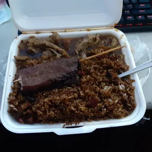 Beef garlic Combo plate. So Good