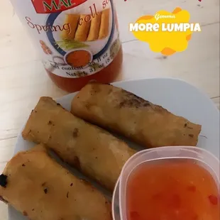 Homemade lumpia with sweet chili sauce