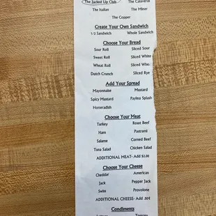 Deli Menu