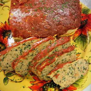 a plate of meatloaf