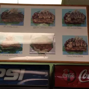 a menu for a variety of foods