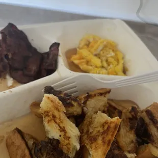 French toast, Turkey bacon and scrambled eggs with cheese