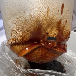 Orange Chicken sauce eats through styrofoam in less than the 15 minute delivery time.