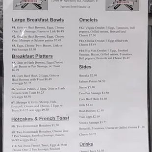 Breakfast menu.