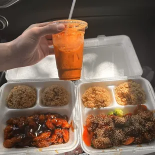 Sesame Chicken and General Tso&apos;s Chicken, and Thai Ice Tea