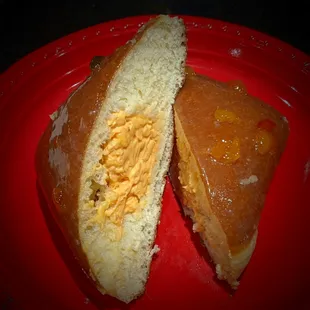 Pimento Cheese filled donut with Pepper Jelly glaze