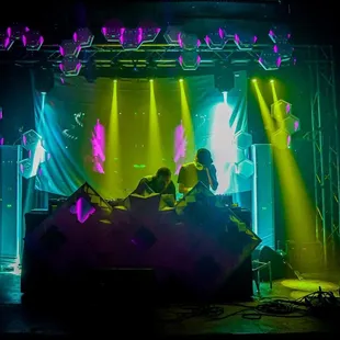 a band performing on stage