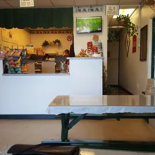 a view of a dining area