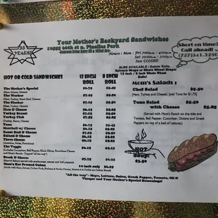 menu