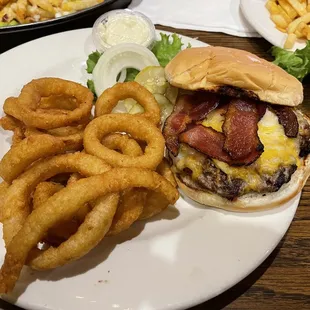 Burger and  rings.