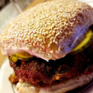 Giant chicken nugget sando