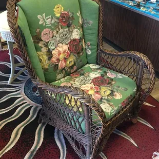 Antique wicker wingback from turn of the century