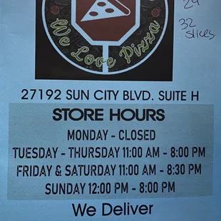 Menu - Mega pizza 24" diameter and 32 slices with one topping for $32.99 and a bit over $3 per extra topping.