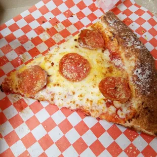 a slice of pepperoni pizza