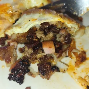 Inside Meat Lovers Omelet