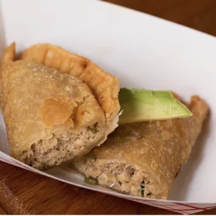 White Wine Sautéed Salmon Empanada with Avocado Juliette