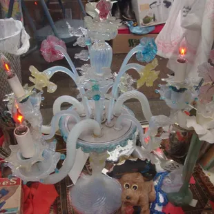 A rare 1940s Murano glass table top upright chandelier!